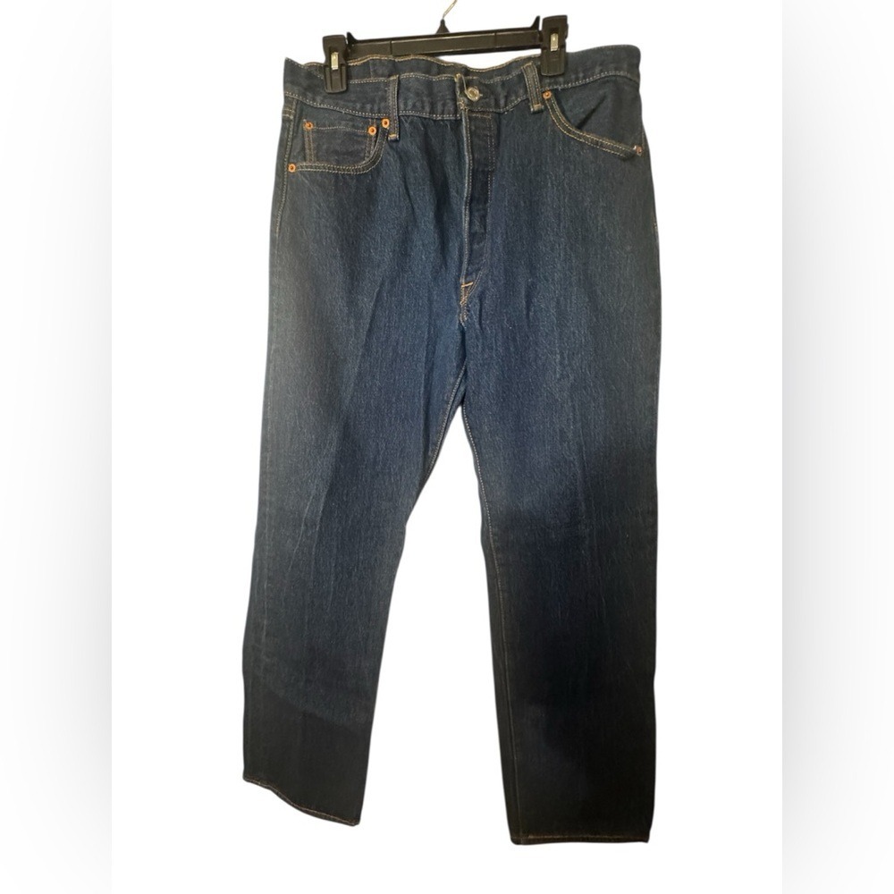 Levi's 501 Button Fly Dark Blue Straight Men's Jeans 38x34